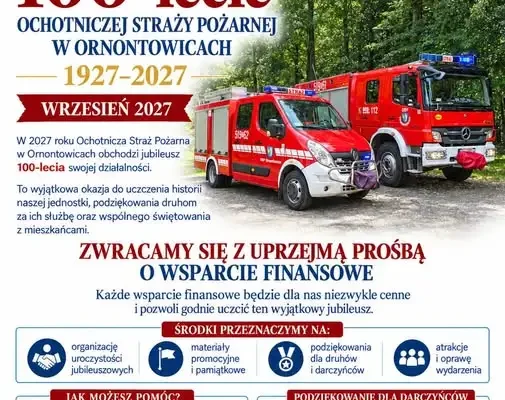 OSP Ornontowice szykuje się do wielkiego jubileuszu – 100 lat służby i pomocy
