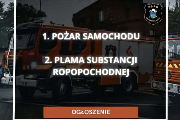 Pożar auta i plama ropopochodna – dwie interwencje OSP Łaziska Górne