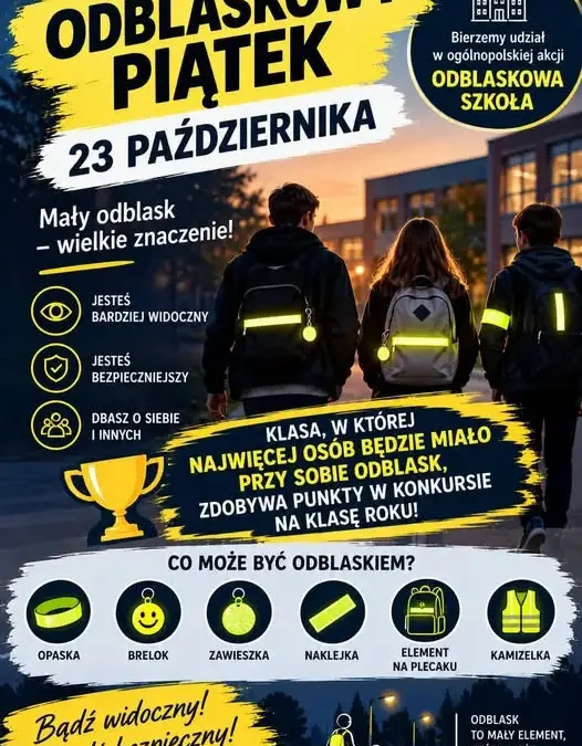 Odblaskowy Piątek w szkole – 23 października zadbajmy o bezpieczeństwo