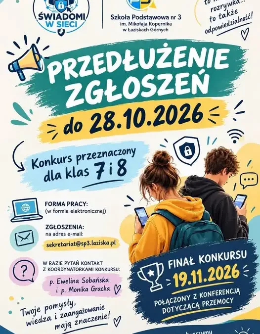 Konkurs „Świadomi w sieci – Stop groomingowi!” – termin przedłużony