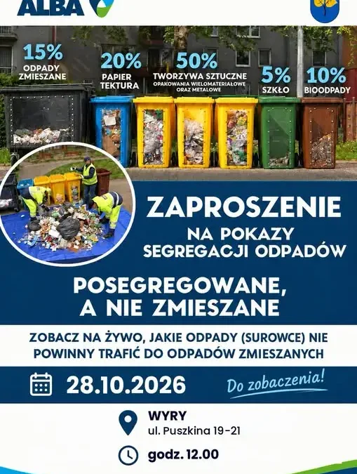 Pokaz segregacji odpadów w Wyrach – 28 października przy ul. Puszkina