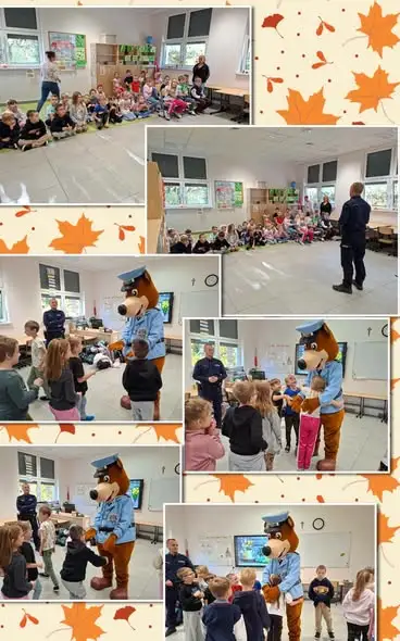 Hektor odwiedził uczniów klas 1–3. Policjant uczył bezpieczeństwa