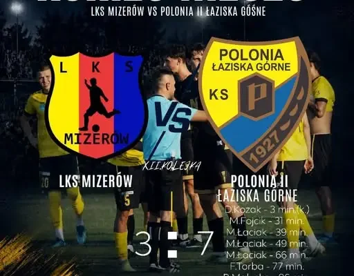 Rezerwy Polonii Łaziska Górne rozgromiły LKS Mizerów. Hat-trick Michała Łaciaka